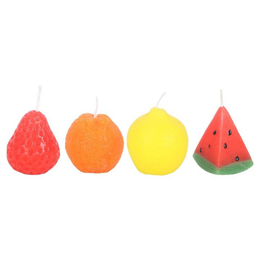 🍊 “Fruit Salad Fizzlers” – Set of 4 Colour Pop Candles