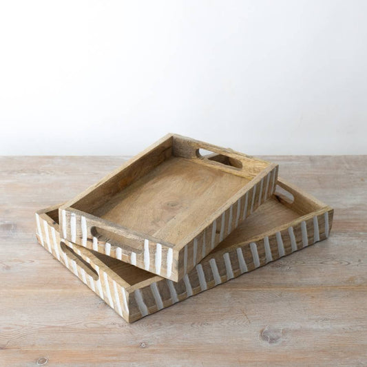 Whitewashed Wooden Serving Tray – 38cm