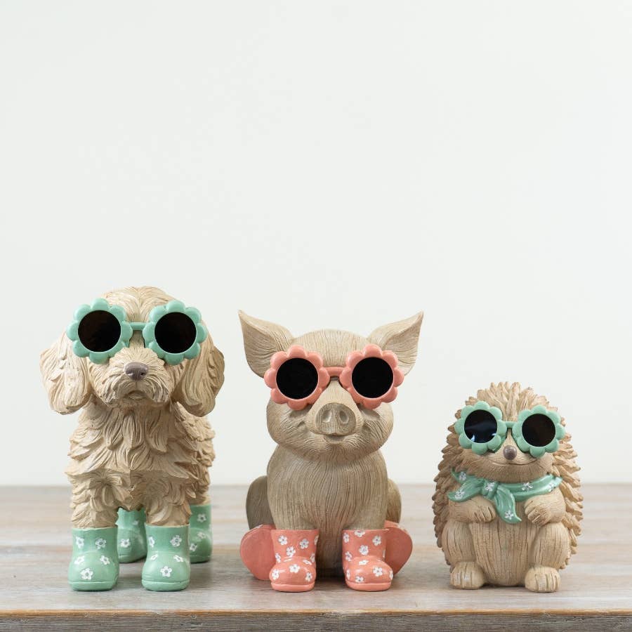 Pig Ornament with Glasses & Wellies, 20cm