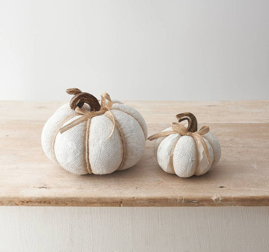 19cm White Textured Pumpkin