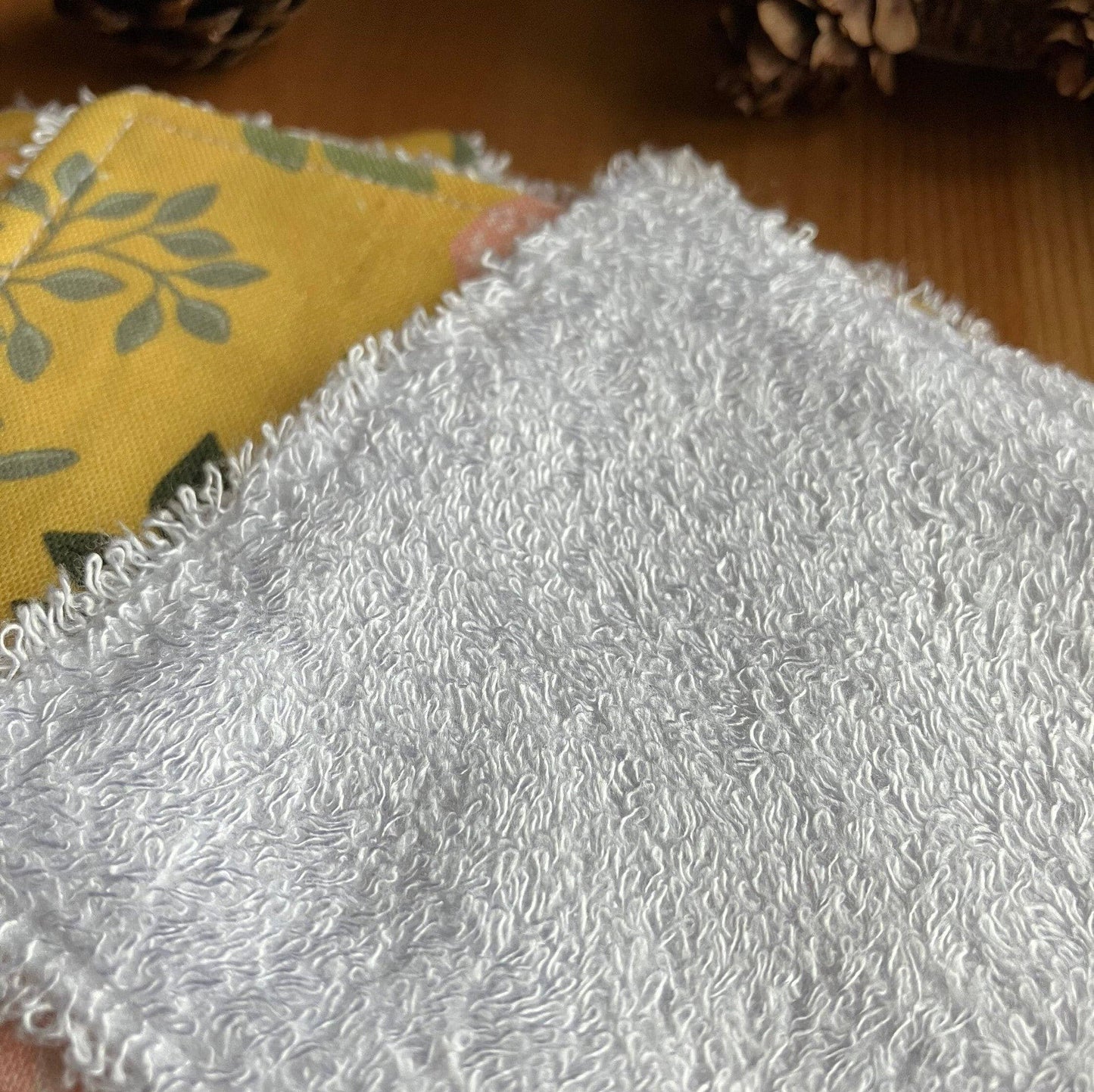 Reusable Face Wipes, Yellow Floral Patterned Square Handmade