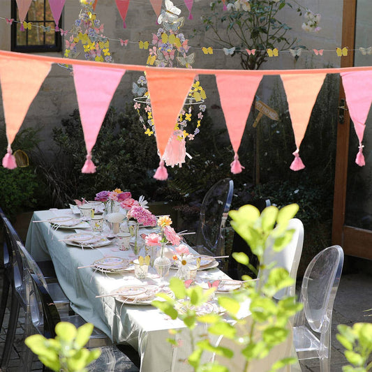 Pink Fabric Cotton Bunting - 3m | Party Supplies |