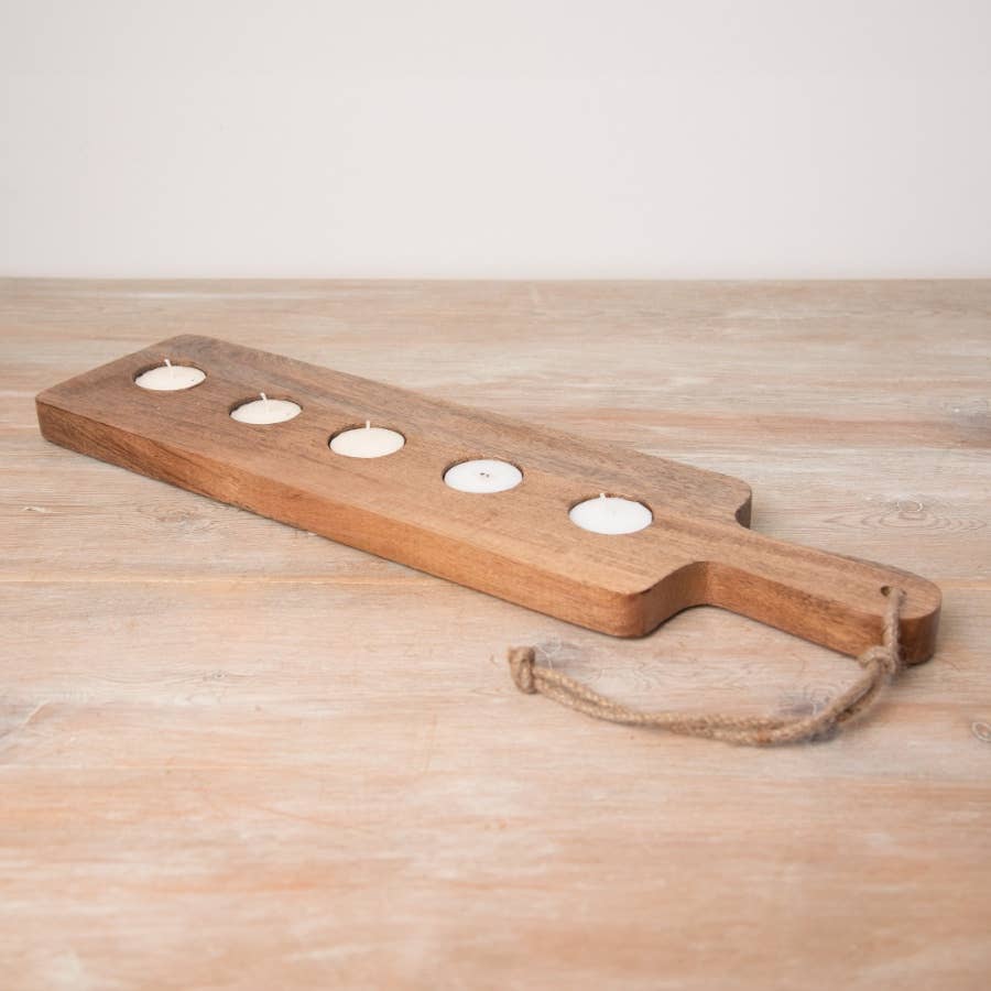 Wooden Tealight Holder – 5 Tealight Board (48cm)