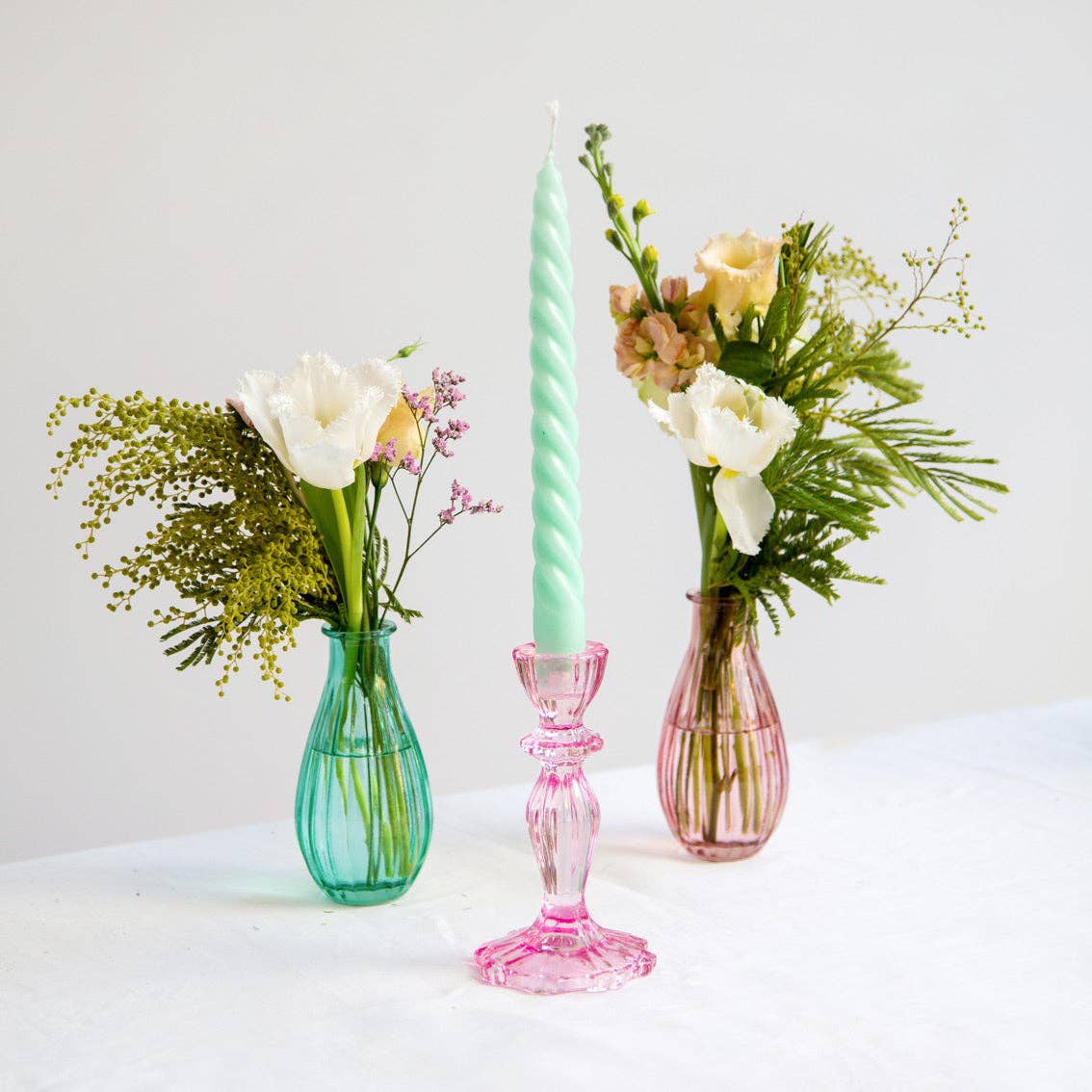Colourful Glass Candle Holders | Vintage-Style Table Decor