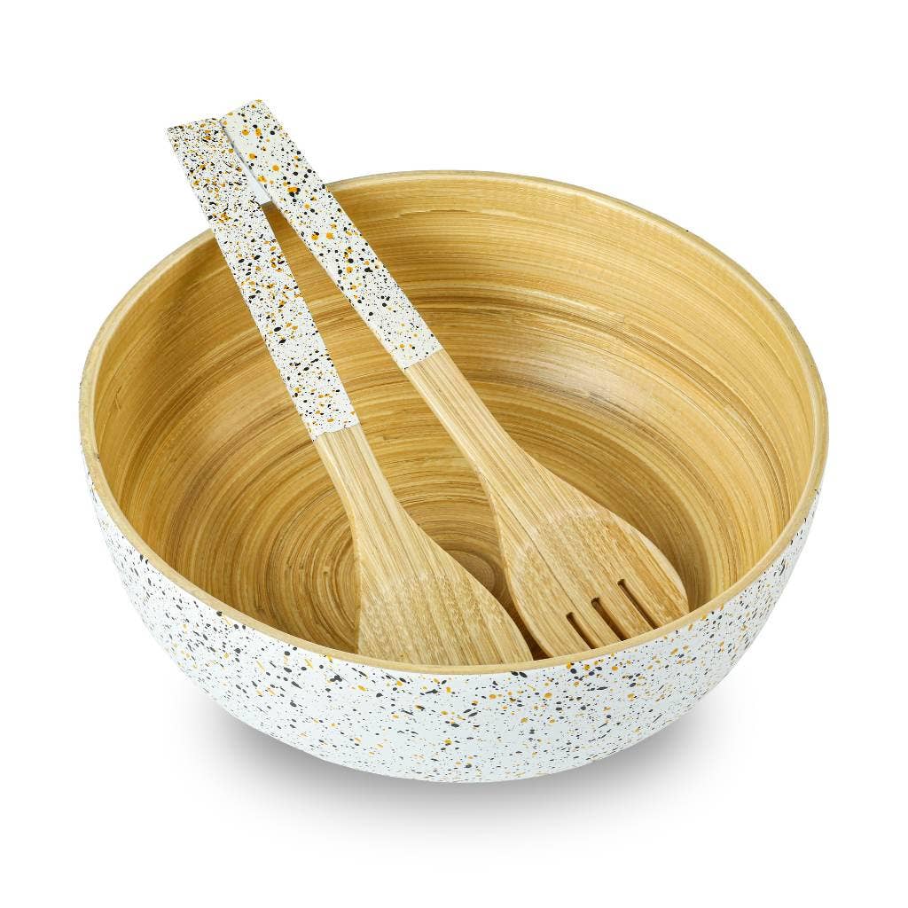 Bamboo Salad Server Set – Terrazzo Handle