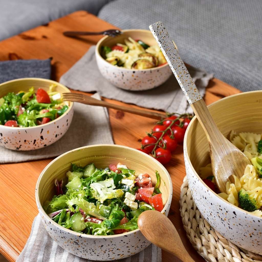 Bamboo Salad Server Set – Terrazzo Handle