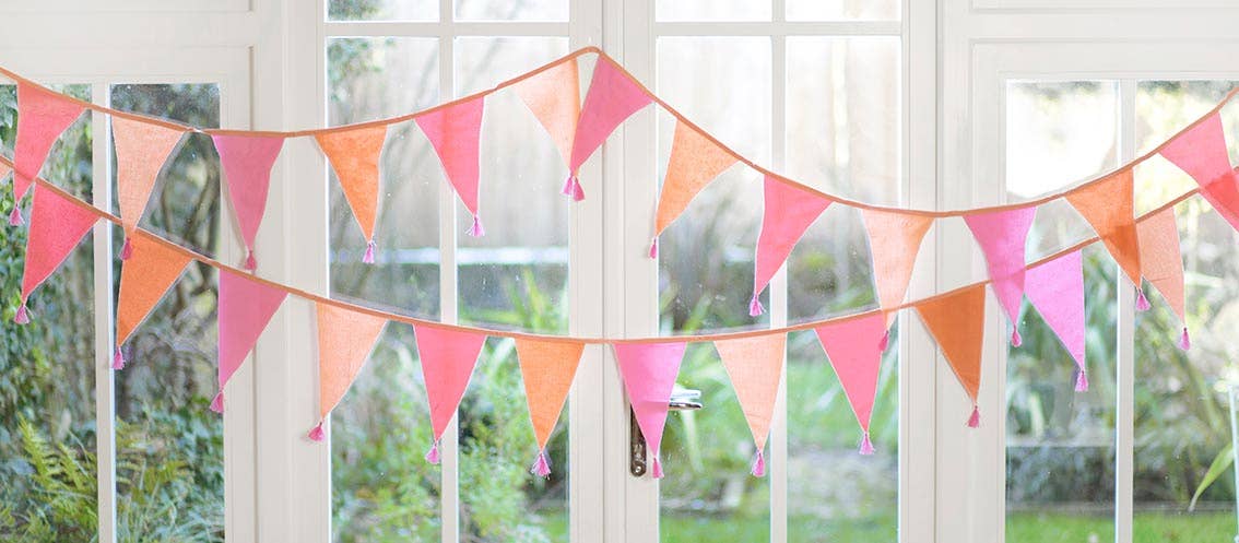 Pink Fabric Cotton Bunting - 3m | Party Supplies |