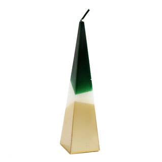 20cm Green and Gold Pyramid Candle