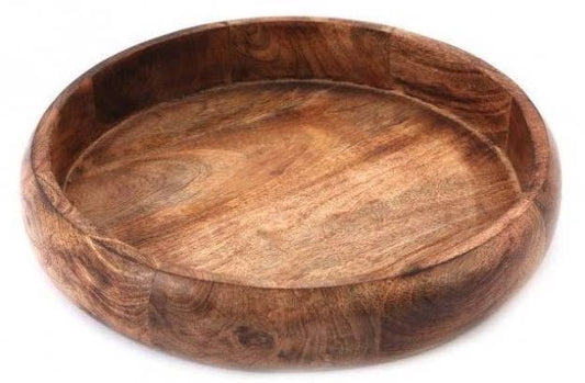 Rustic Round Wooden Bowl – 25cm