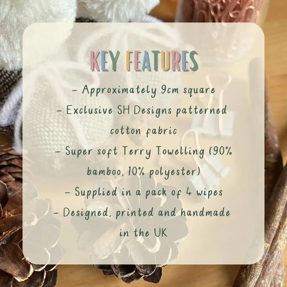 Reusable Face Wipes Green Daisy Floral Pattern