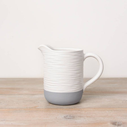 Rustic White & Grey Ribbed Jug