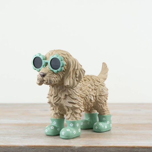 Cockapoo Figurine with Glasses & Boots, 24.8cm