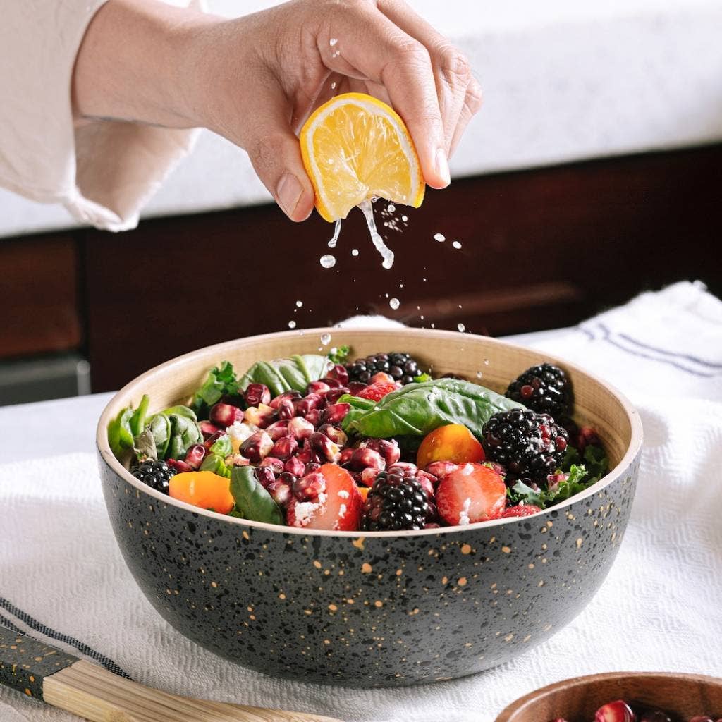 Medium Bamboo Serving Bowl – Terrazzo Design