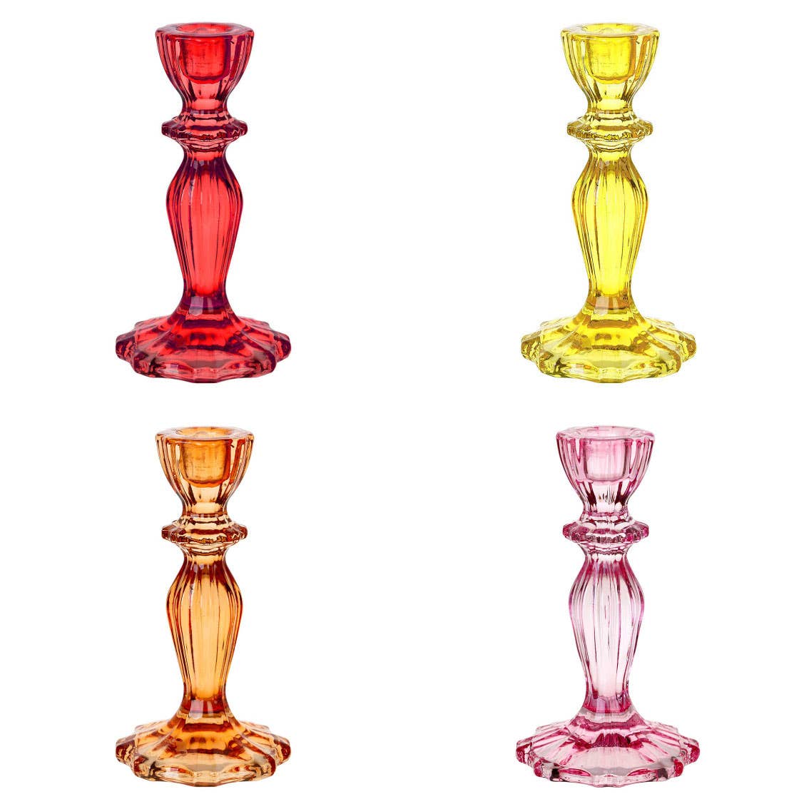 Colourful Glass Candle Holders | Vintage-Style Table Decor