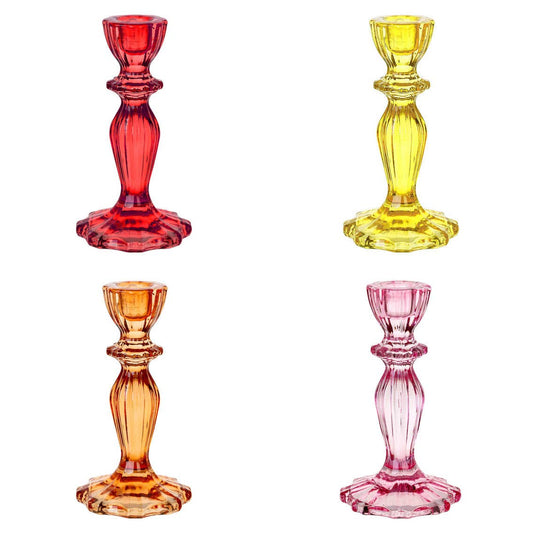Colourful Glass Candle Holders | Vintage-Style Table Decor