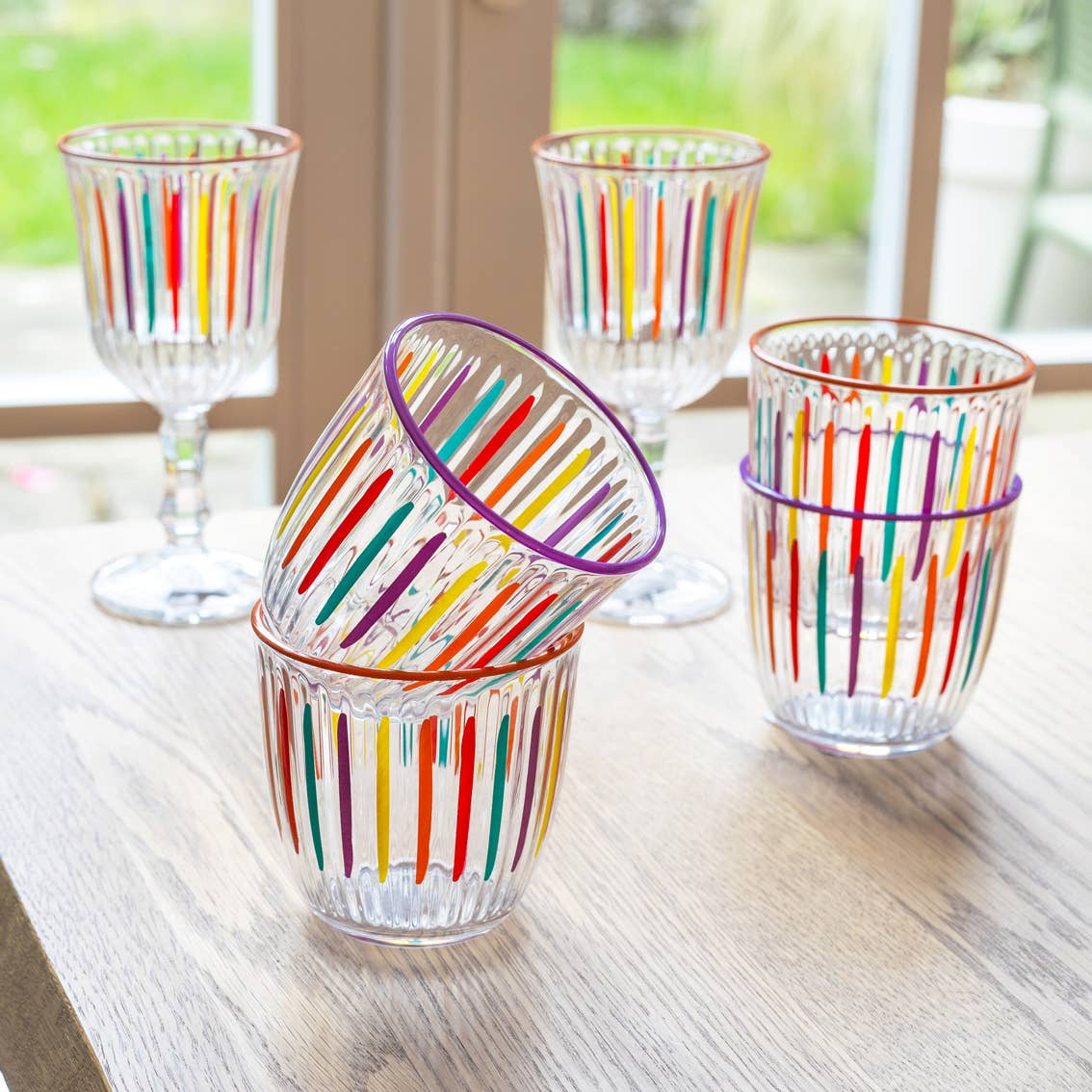 Taste the Rainbow” – Set of 6 Rainbow Glass Tumblers