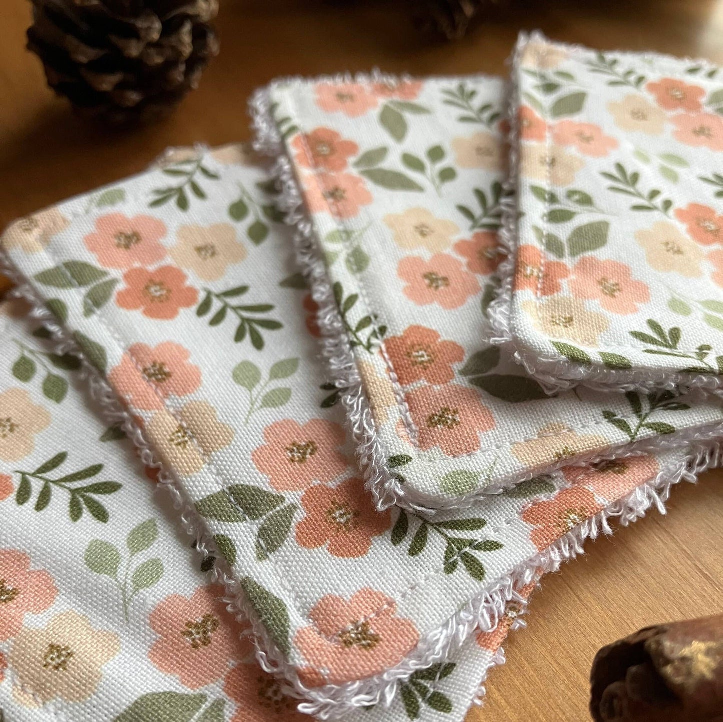 Reusable Face Wipes White Floral Pattern