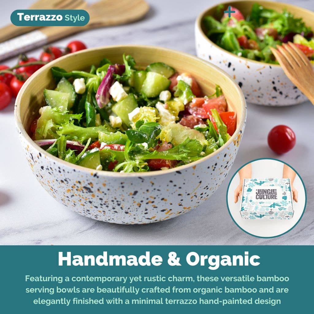 Medium Bamboo Serving Bowl – Terrazzo Design
