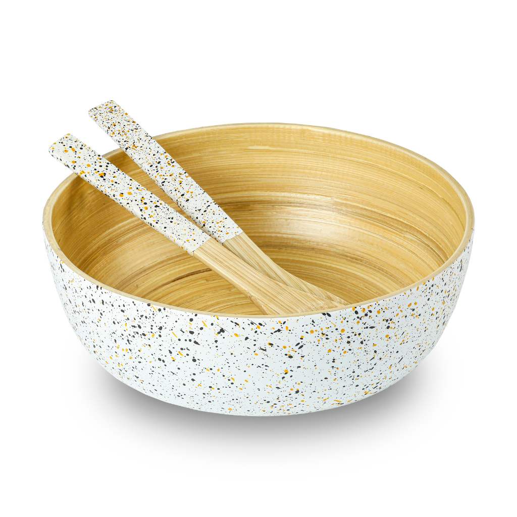 Bamboo Salad Server Set – Terrazzo Handle