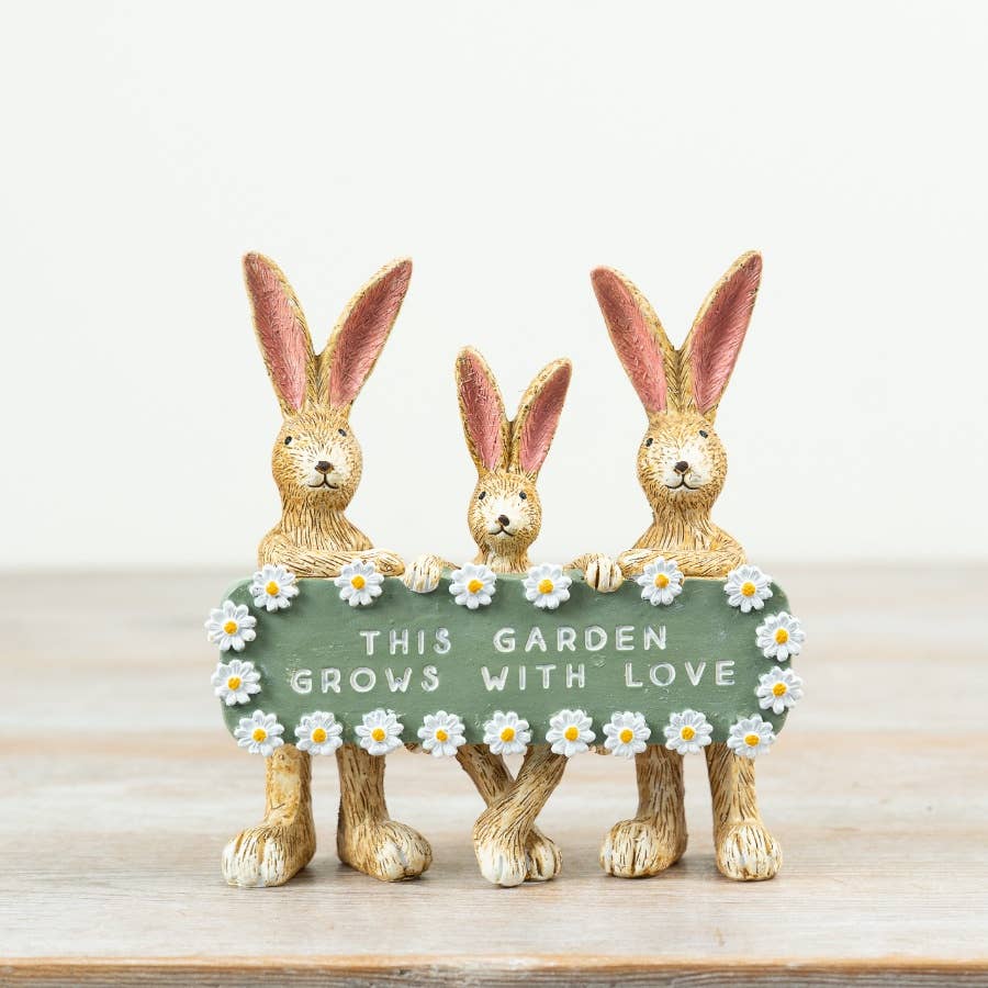 This Garden Grows with Love Rabbit Family Deco, 14cm