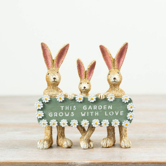 This Garden Grows with Love Rabbit Family Deco, 14cm