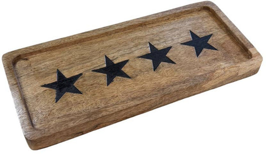Star Design Wooden Serving Tray, 30cm
