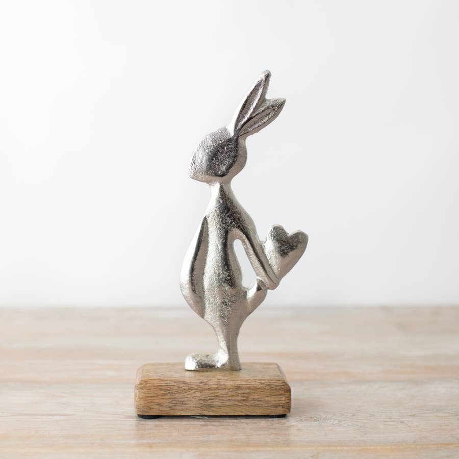 Ruby the Rabbit – Standing Ornament on Wooden Plaque
