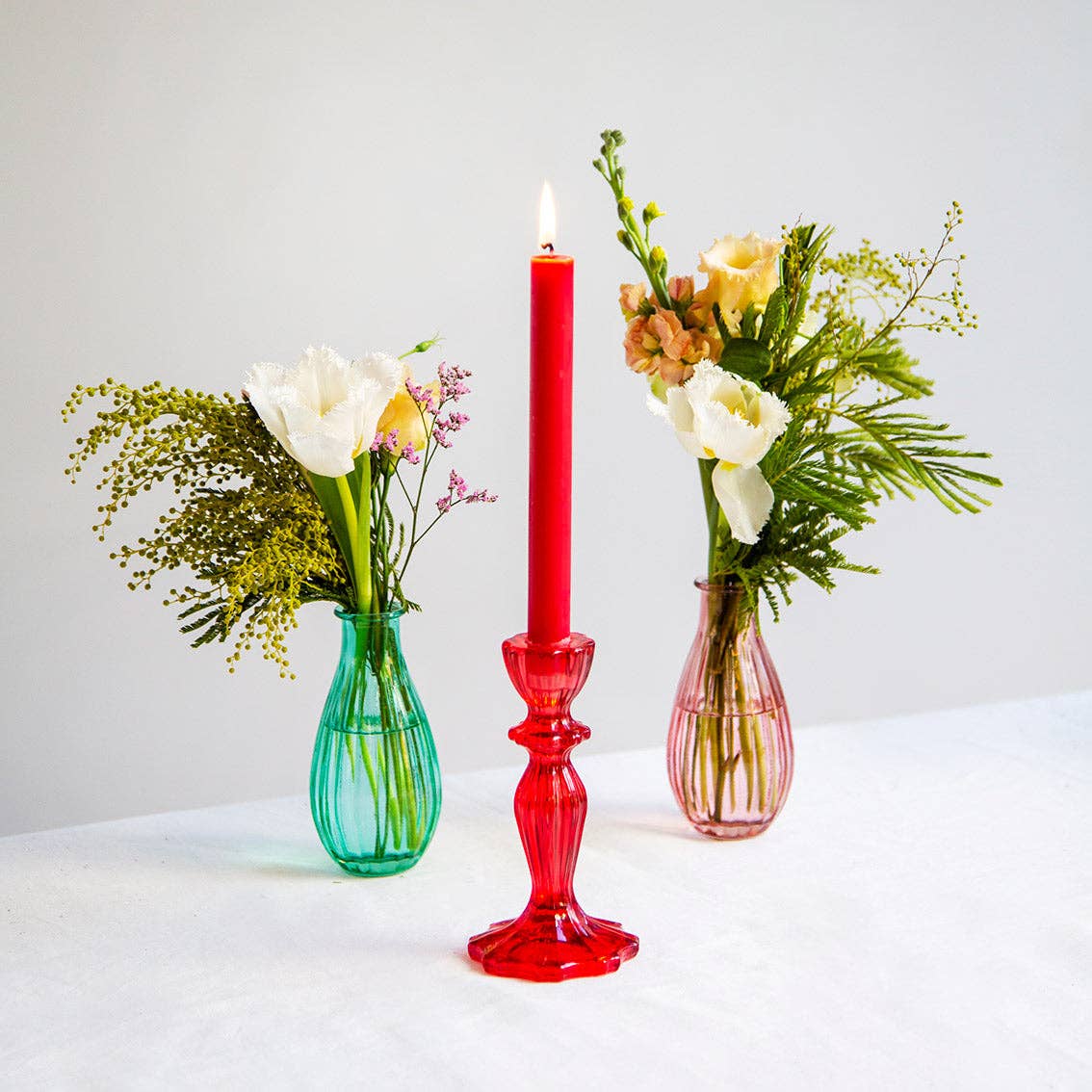 Colourful Glass Candle Holders | Vintage-Style Table Decor