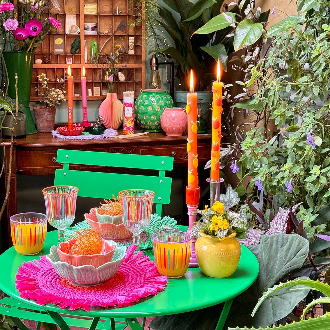 Sip Happens” – Set of 6 Rainbow Striped Wine Glasses