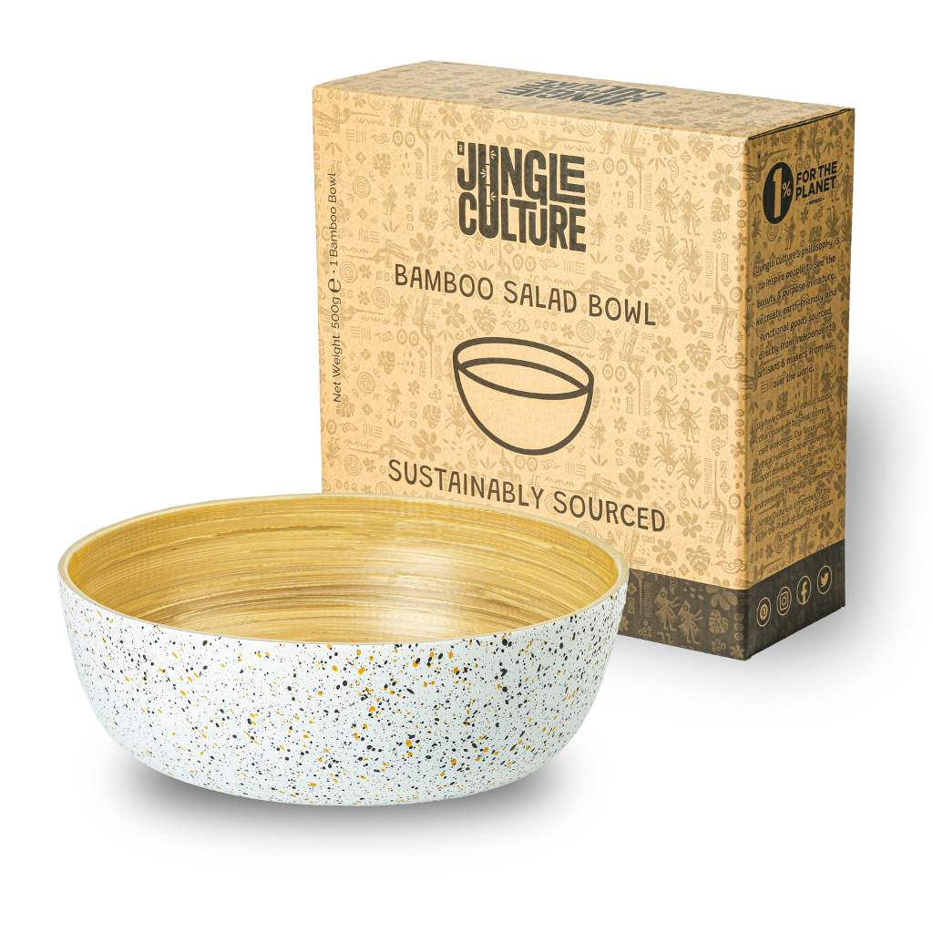 Medium Bamboo Serving Bowl – Terrazzo Design
