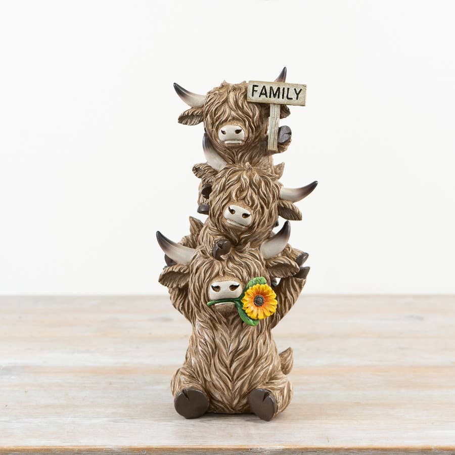 Trio of Highland Cows Family Plaque Ornament, 32.5cm