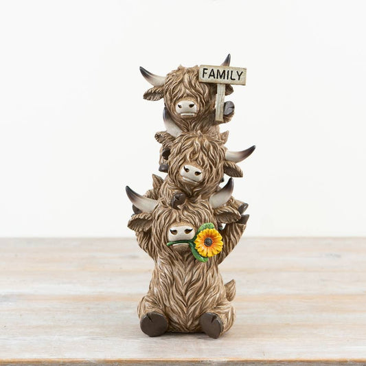 Trio of Highland Cows Family Plaque Ornament, 32.5cm