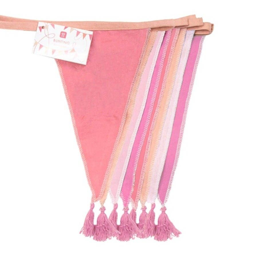 Pink Fabric Cotton Bunting - 3m | Party Supplies |