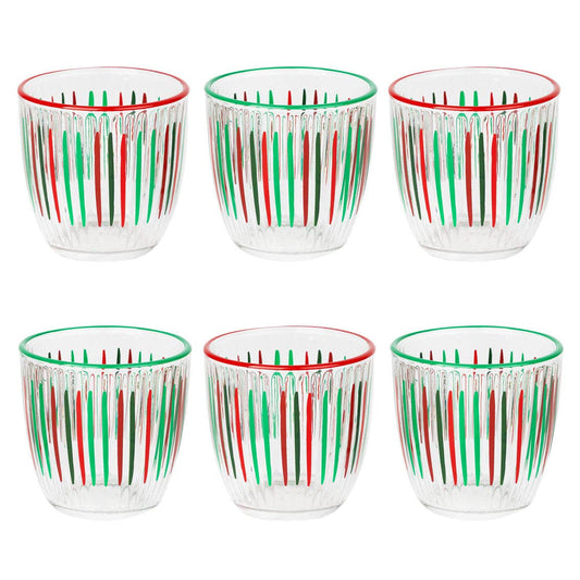 “Merry & Bright” – Set of 6 Red & Green Rim Tumblers